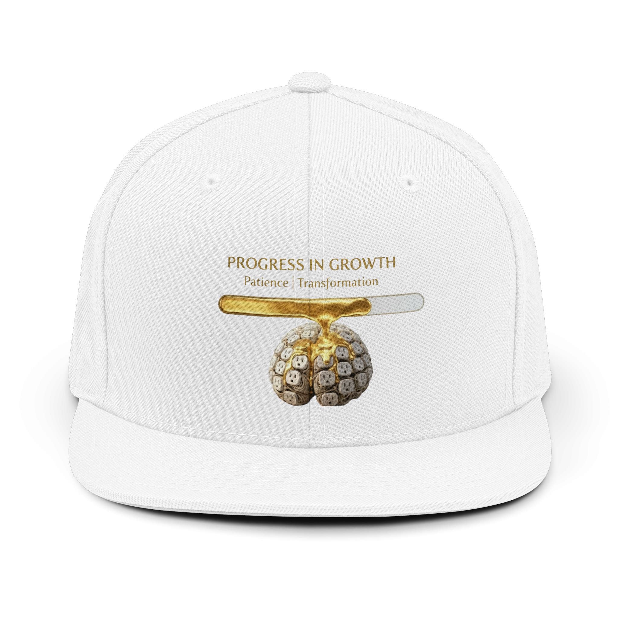 Progress in Growth Snapback Hat — "Patience | Transformation" Inspirational Baseball Cap