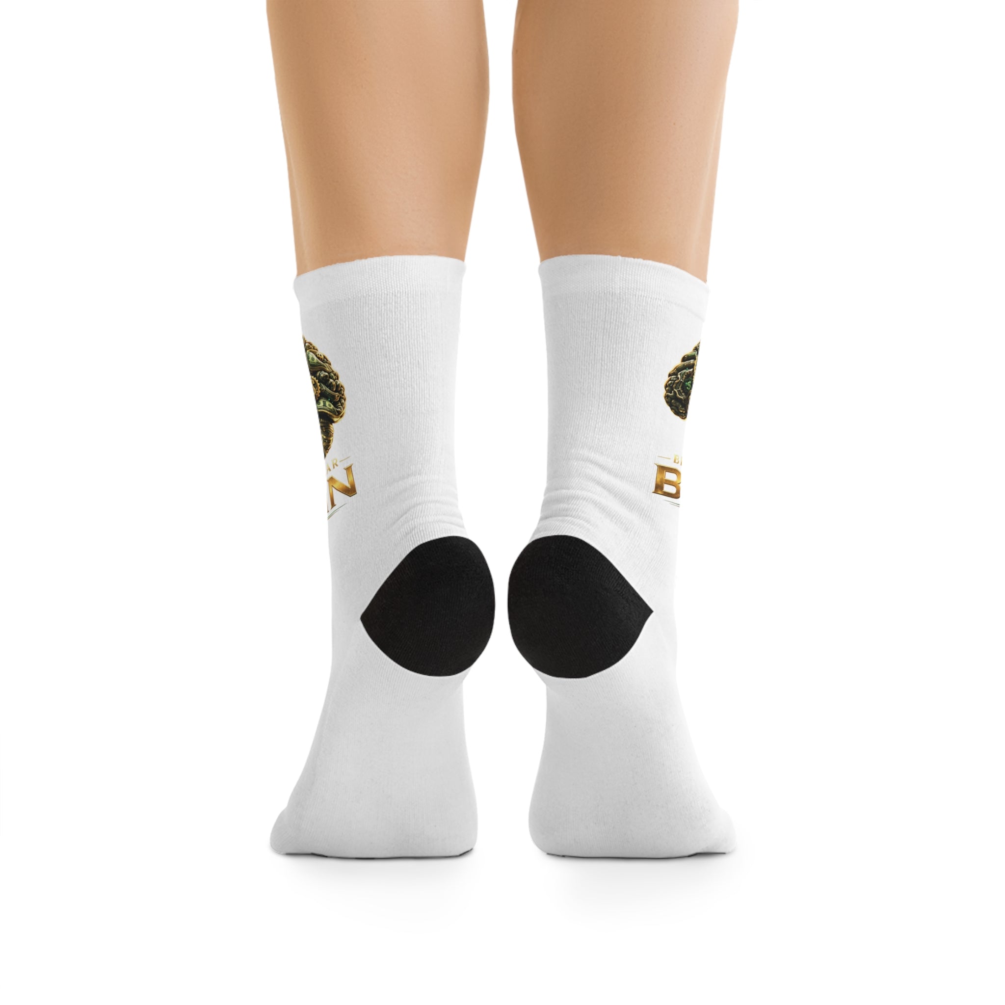 Money Brain Socks — Eco Recycled Poly Crew Socks with Dollar Brain Graphic