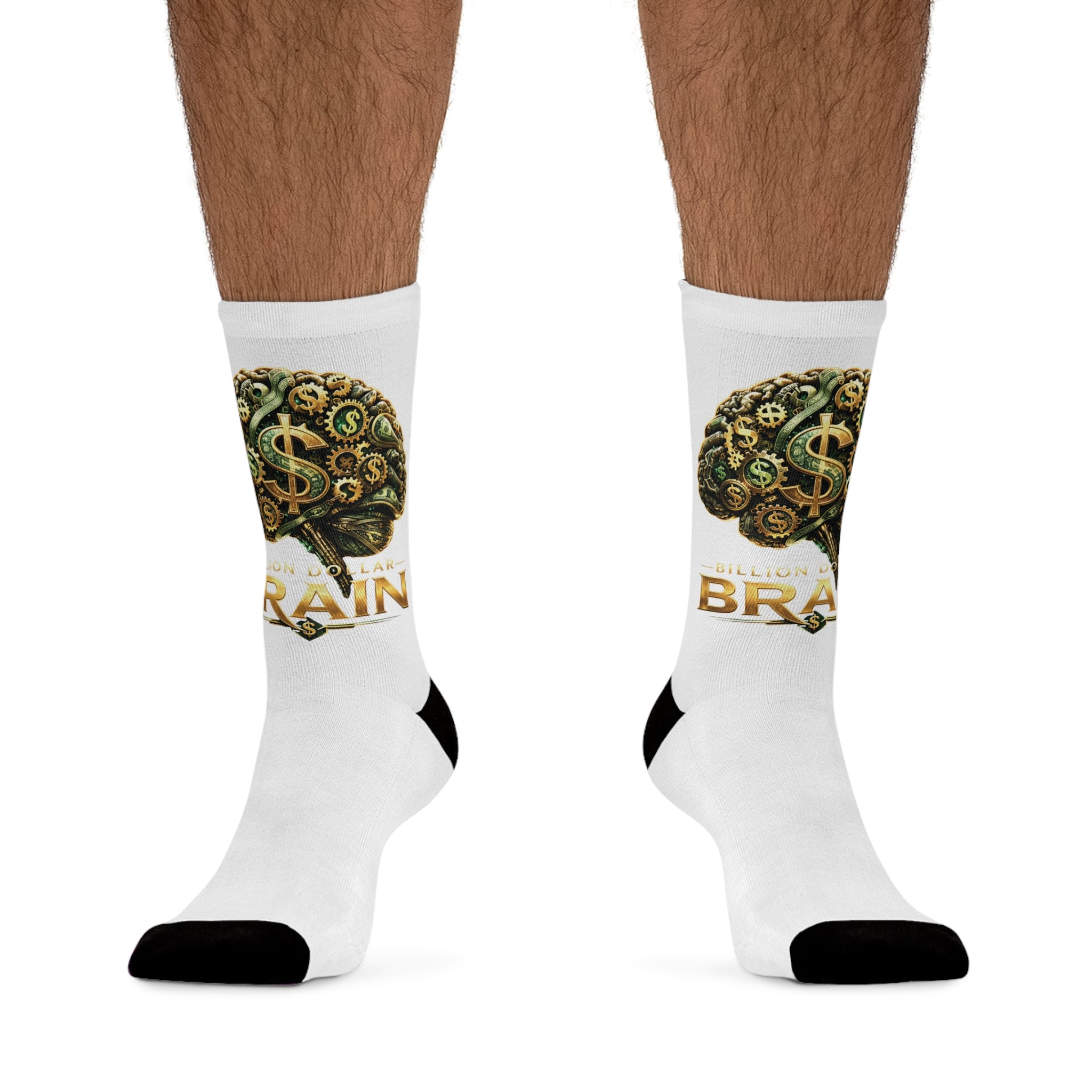 Money Brain Socks — Eco Recycled Poly Crew Socks with Dollar Brain Graphic