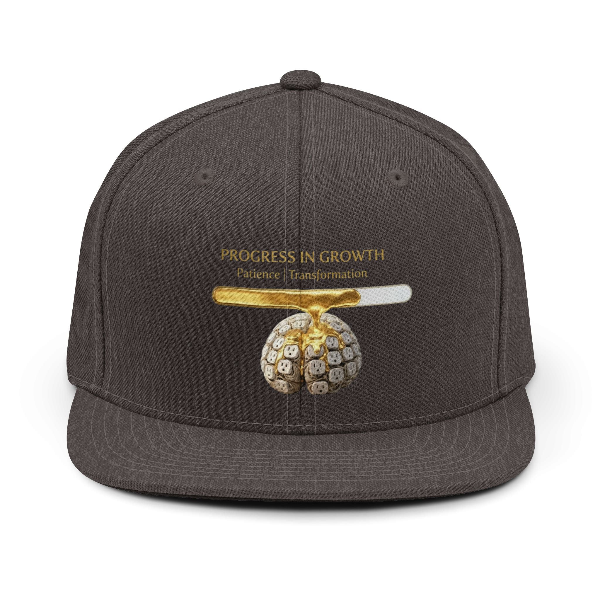 Progress in Growth Snapback Hat — "Patience | Transformation" Inspirational Baseball Cap
