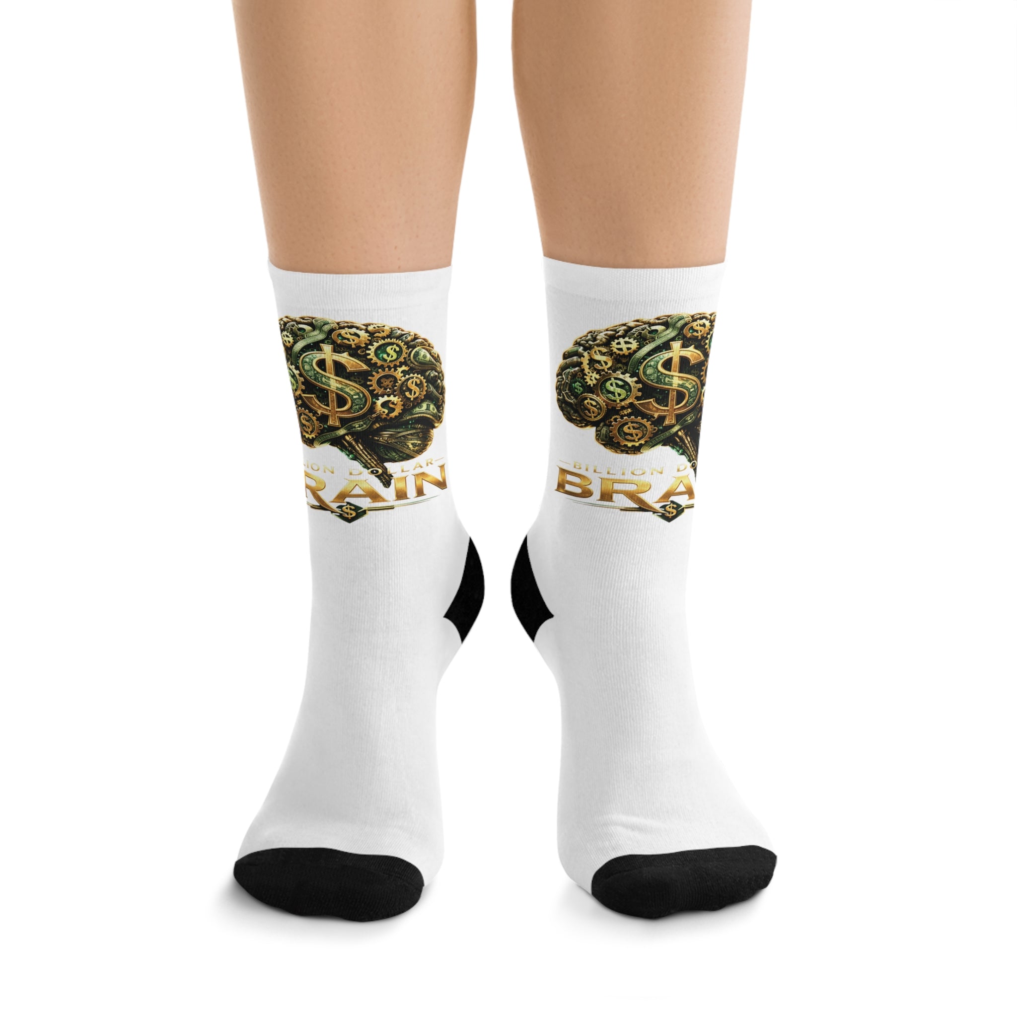 Money Brain Socks — Eco Recycled Poly Crew Socks with Dollar Brain Graphic