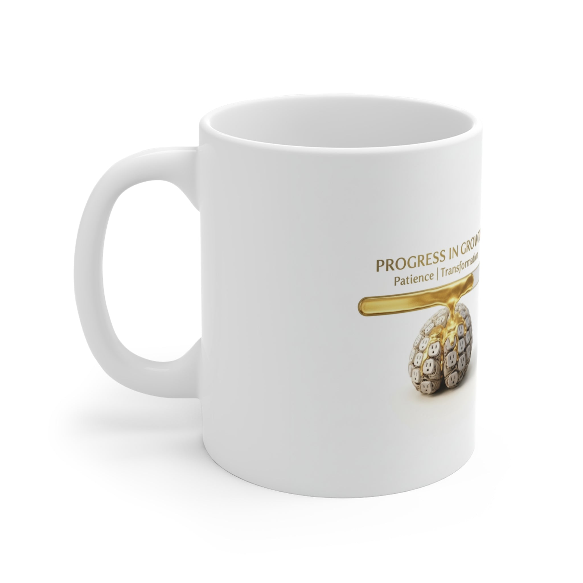 Progress in Growth Mug — Patience Transformation Inspirational Coffee Cup